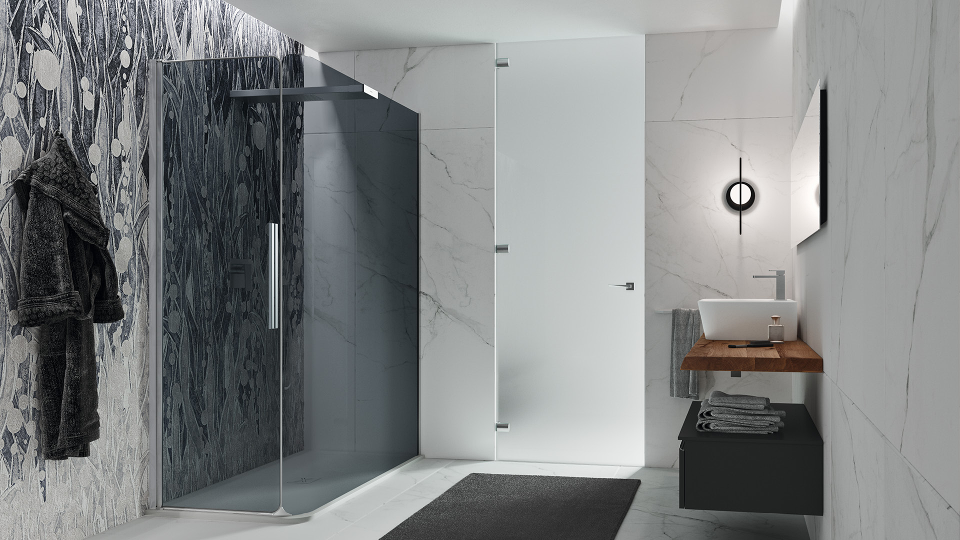 bobox cabina doccia di design ad angolo colore grigio con anta a battente