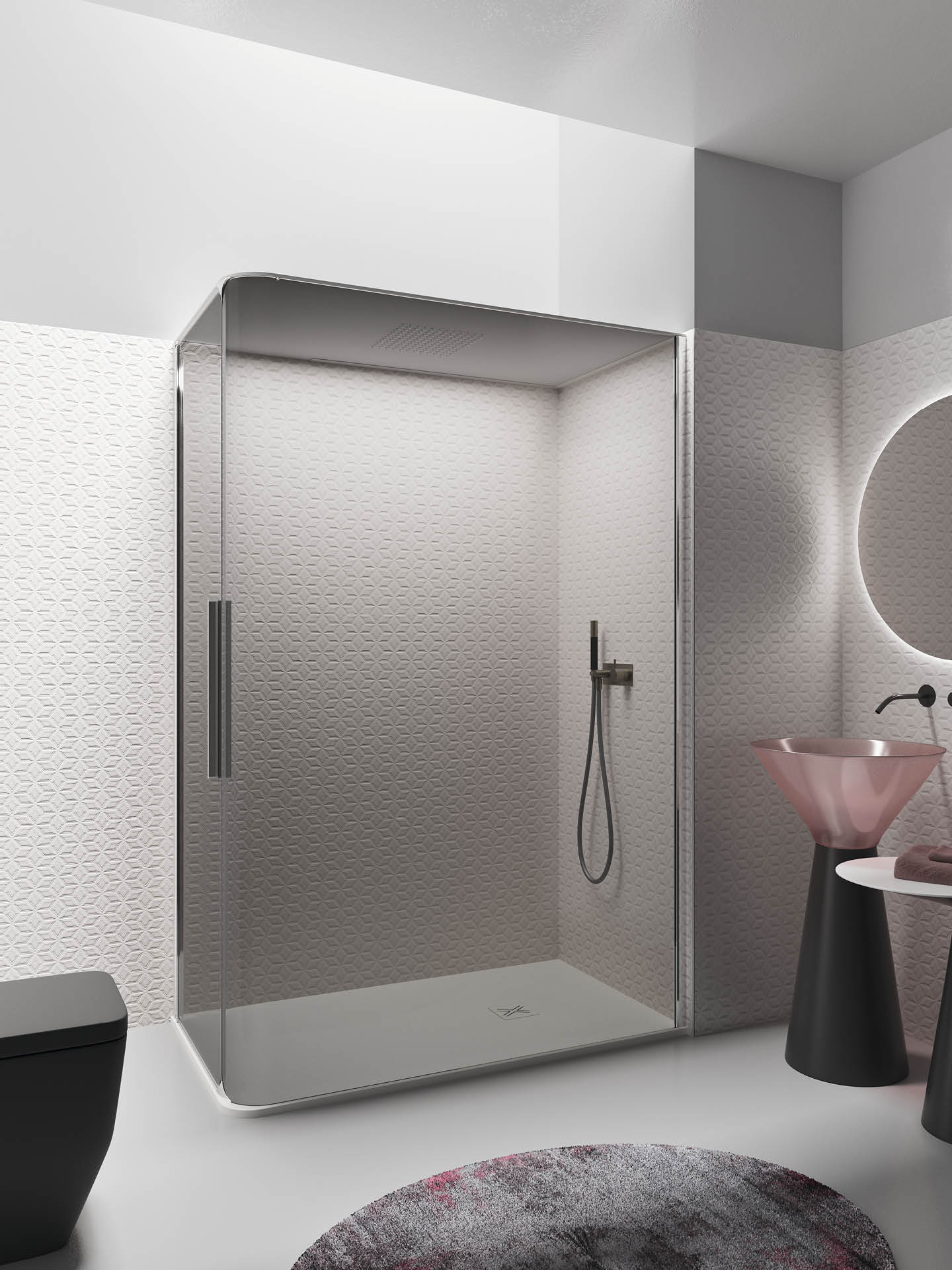 bobox plus box doccia di design di colore bianco con tetto per contenimento del calore