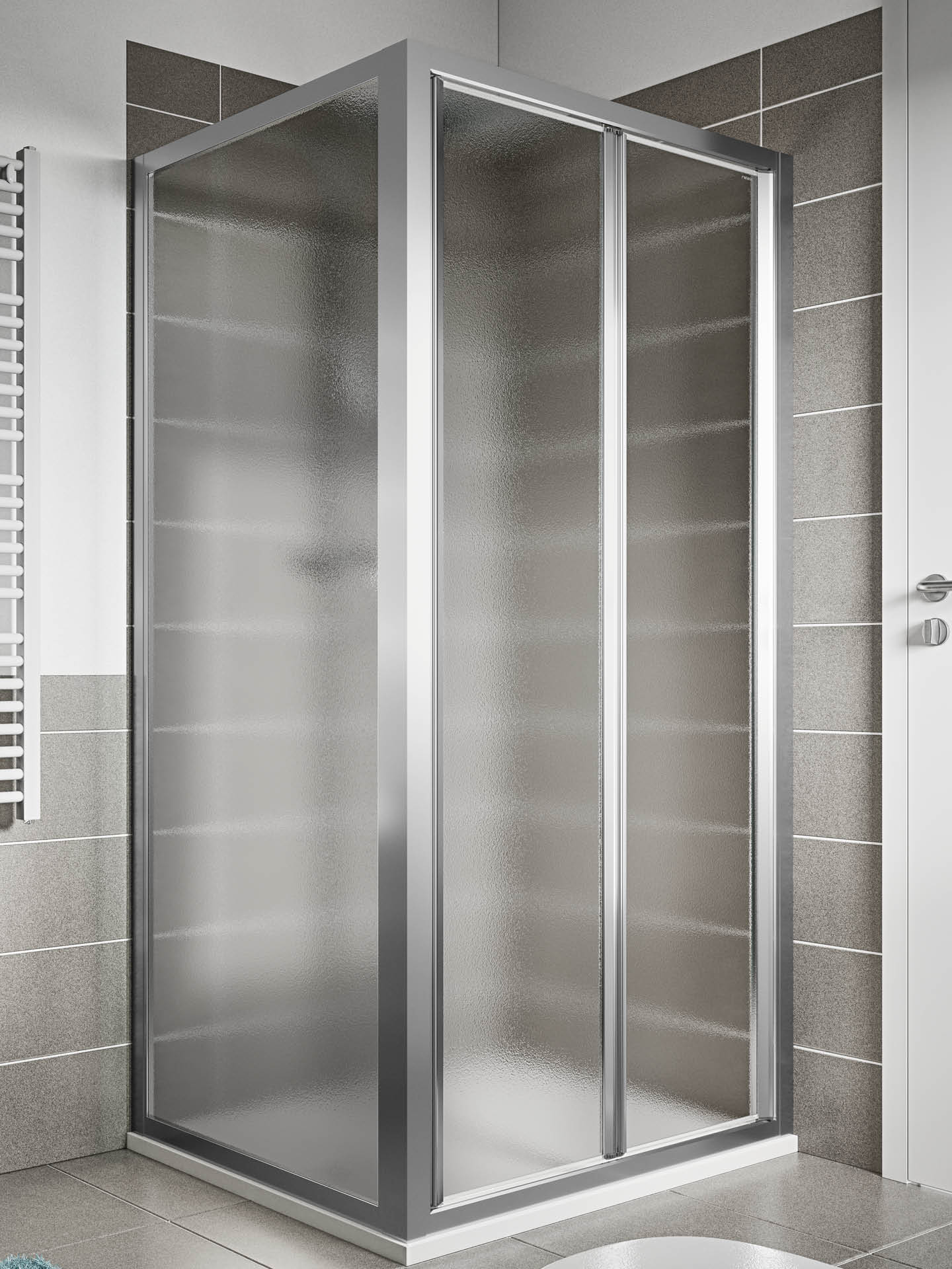 cabina doccia con anta a soffietto e lato fisso ad angolo