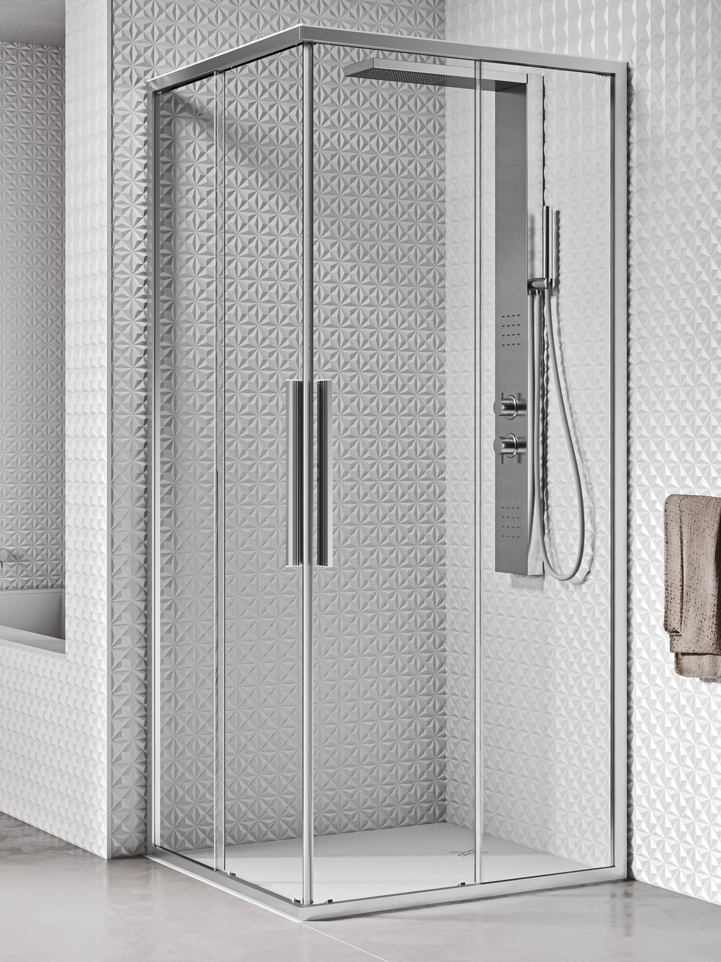cabina doccia di design ad angolo con ante scorrevoli unico a+a