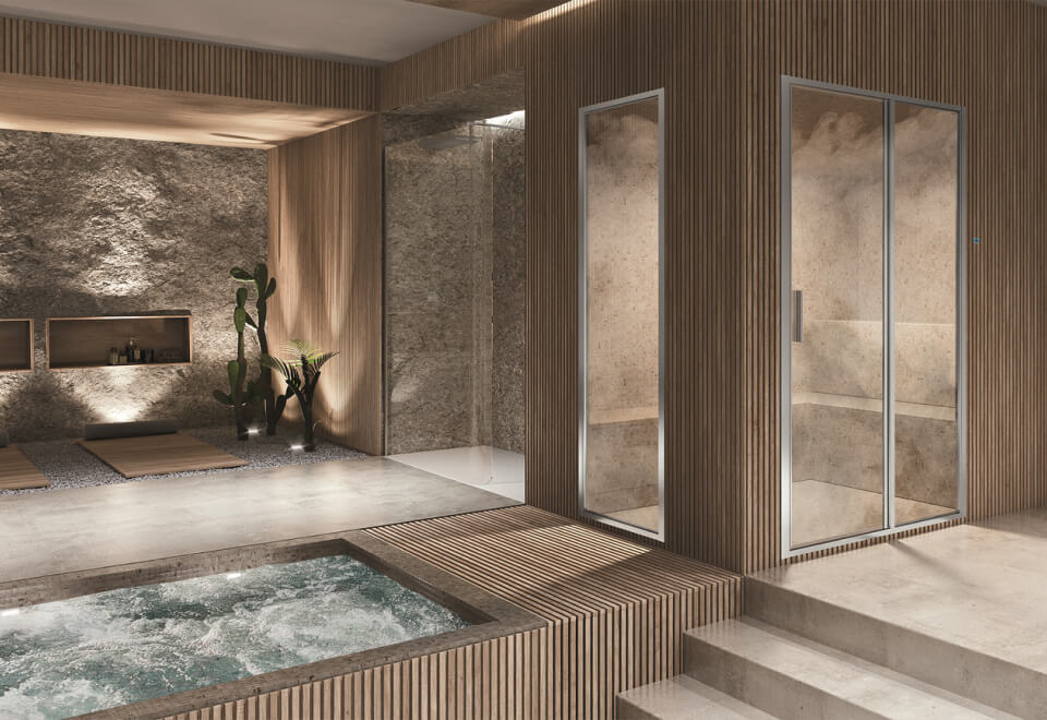 Centro termale con cabina doccia per bagno turco
