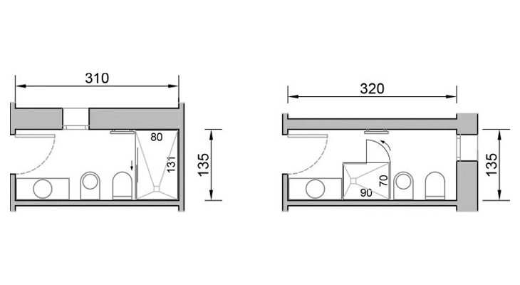 Box doccia 70x90 possibili configurazioni in pianta