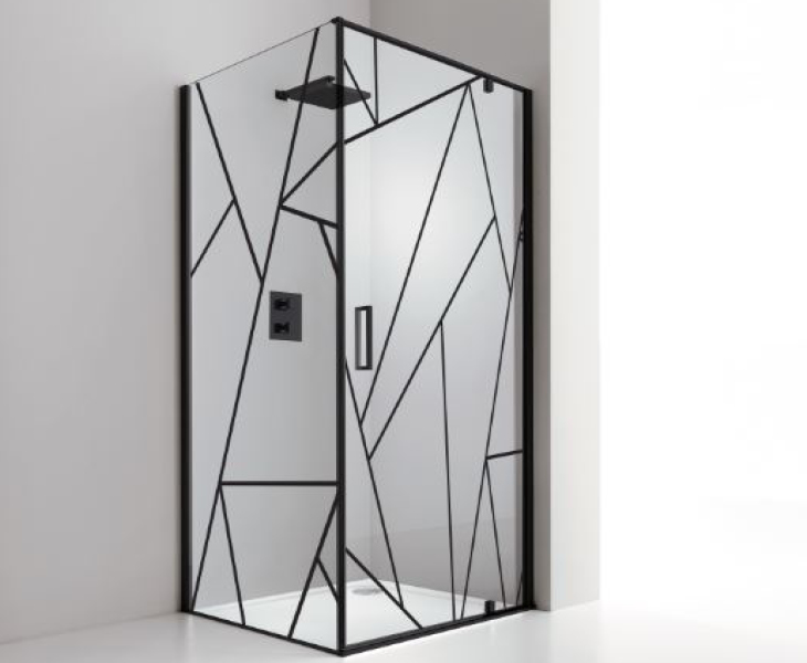 Cabine de douche sans cadre Kubik avec sérigraphie Segmenti