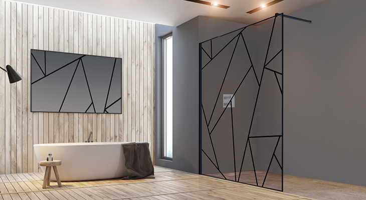 Box doccia walk-in Wall con serigrafia dal design innovativo Segmenti