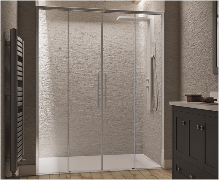 Puro SC2 shower enclosure in niche with double sliding door