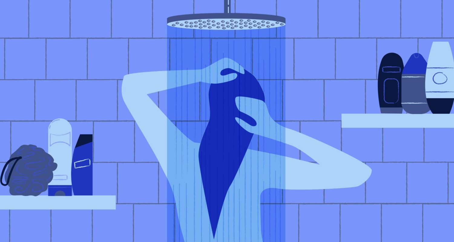 Donna sotto la doccia illustrazione